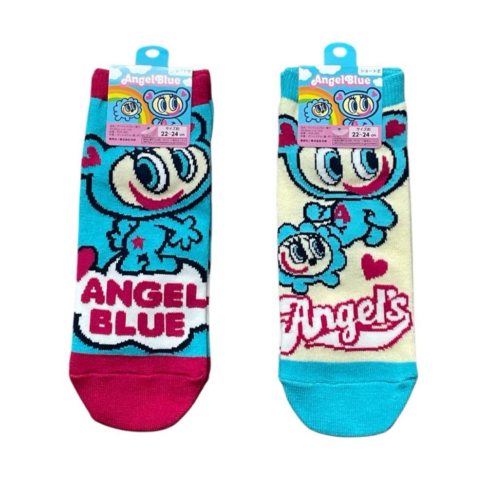 Set of 2 Angel Blue Socks Size 22-24 cm or women’s US Size 6-8 New with Tag